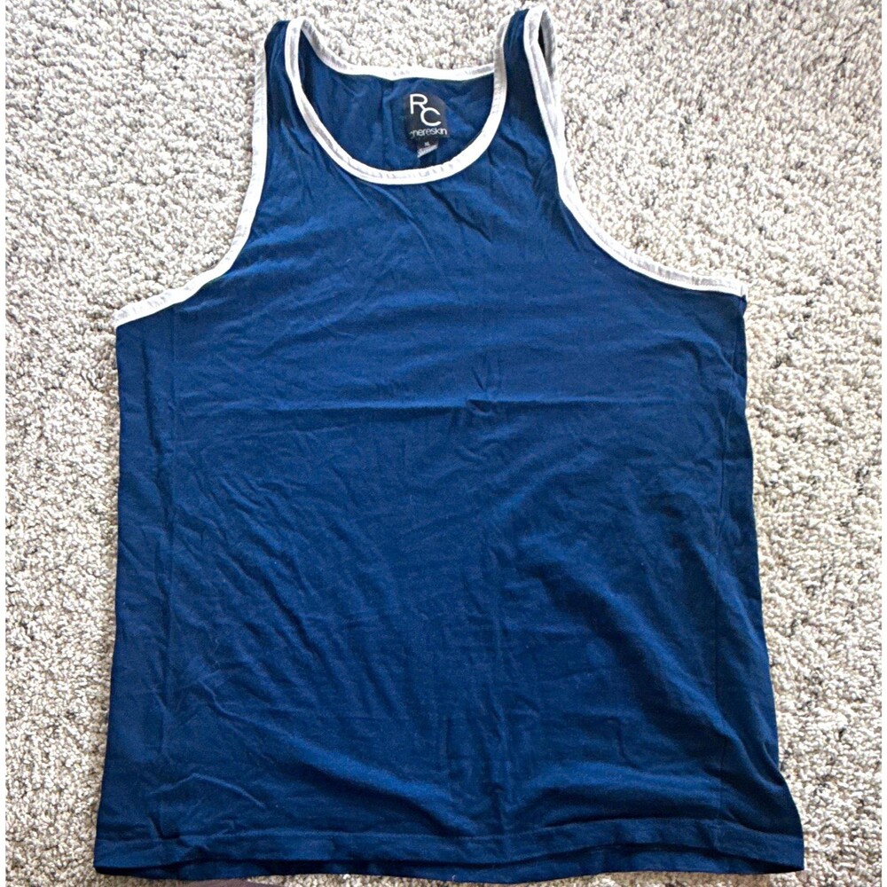 Chereskin Men's XL Blue/White Scoop Neck Tank Top Sleeveless Stretch Cotton